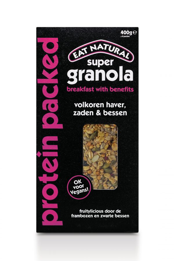 Eat Natural super granola proteine packed frambozen zwarte bessen