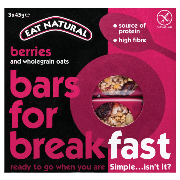 Eat Natural bars for breakfast berries and oats